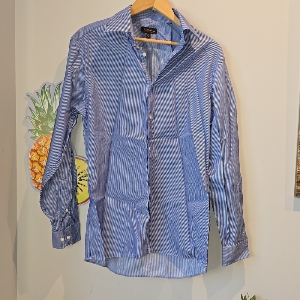Ben Sherman - Button Up Dress Shirt in Blue & White Stripes​​​​​